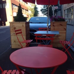 Jake's Diggity Dogs - Tables and chairs outside of Jake's.