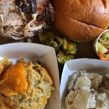 Pulaski Heights BBQ - pulled pork, squash casserole, and potato salad - Barbeque Near Me - Athens, Georgia Pulaski Heights BBQ - pulled pork, squash casserole, and potato salad - Barbeque Near Me - Athens, Georgia