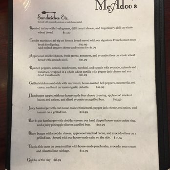McAdoo's - Part of the lunch menu (September 2016) - Breakfast & Brunch Near Me - Elko, Nevada
