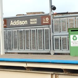 CTA - Addison [Brown] - Recycling Bins on the Platforms