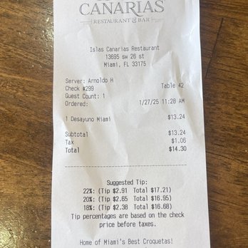 Islas Canarias Restaurant - Cuban Near Me - Miami, Florida