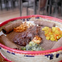 Saba's Ethiopian Restaurant - 1 meat dish and 3 vegetarian dishes