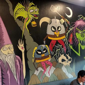 Grill 'Em All - Interior - Waiting Area (01/09/24). @GrillEmAll #Alhambra #HeavyMetal #Burgers #Beer - Burgers Near Me - Long Beach, California