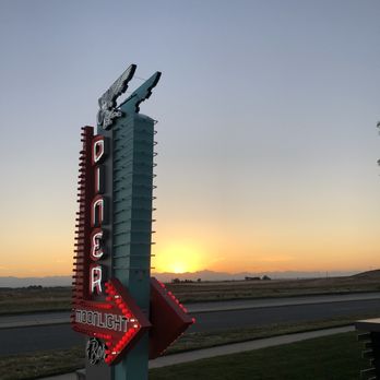 Moonlight Diner - Sign with a sunset patio view - Diners Near Me - Denver, Colorado
