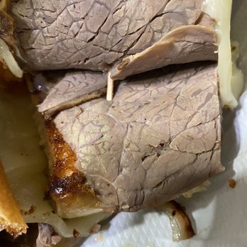 Redwood Cafe - More weird green parts on the meat of the French dip sandwich. - American Near Me - Cotati, California