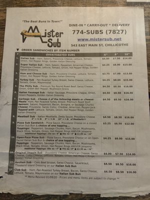 Menu photo 7 Mister Sub Chillicothe, OH