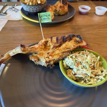Nando's Peri-Peri - Chicken and coleslaw, before I flayed the chicken like that guy in game of thrones - Chicken Shop Near Me - Houston, Texas