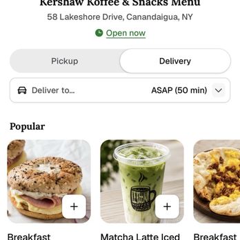Kershaw Koffee & Snacks - Breakfast & Brunch Near Me - Canandaigua, New York