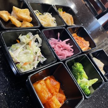 Jong Ga House - 9 Banchans, my usual spot only gives me about 6 at most and are kind of stingy with it, not this place.  They will refill with a smile. - Korean Near Me - Oakland, California