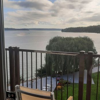 The Clearwater - a view of a lake from a balcony - Steakhouses Near Me - Suquamish, Washington The Clearwater - a view of a lake from a balcony - Steakhouses Near Me - Suquamish, Washington