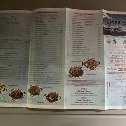 Ocean Chef - Current menu as of 7/31/23.