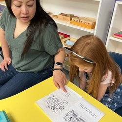 Our teachers work with your child one on one basis. All materials are presented by the teacher, child practices & then masters the subject