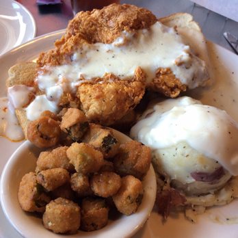 Cotton Patch Cafe - Nashville hot chicken sitting on toast - American Near Me - Rockwall, Texas