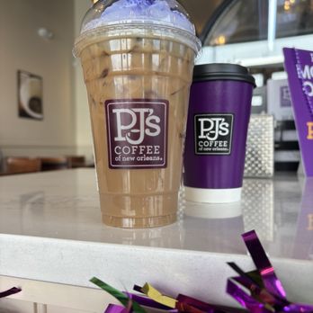 PJ's Coffee - Iced King Cake Latte & hot black King Cake blend coffee - Coffee & Tea Near Me - Newington, Connecticut PJ's Coffee - Iced King Cake Latte & hot black King Cake blend coffee - Coffee & Tea Near Me - Newington, Connecticut