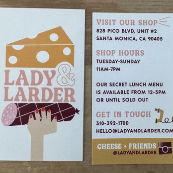 Lady & Larder - Lady & Larder - the deets - Cheese Shops Near Me - Santa Monica, California Lady & Larder - Lady & Larder - the deets - Cheese Shops Near Me - Santa Monica, California