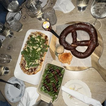 Uncork, Unwind - Fig & Prosciutto, Pretzel and Obatzda Cheese, Asiago-stuffed Dates - Wine Bars Near Me - Des Plaines, Illinois