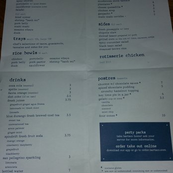 Bartaco - Menu - Mexican Near Me - Tampa, Florida Bartaco - Menu - Mexican Near Me - Tampa, Florida