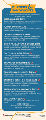 Menu photo 1 Backstage Lounge & Bistro Littleton, MA