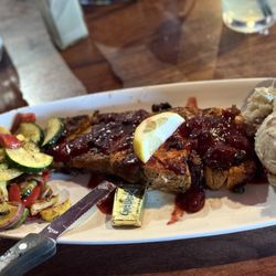 The Durham - Kitchen and Cocktails - Salmon , mashed potatoes, veggies