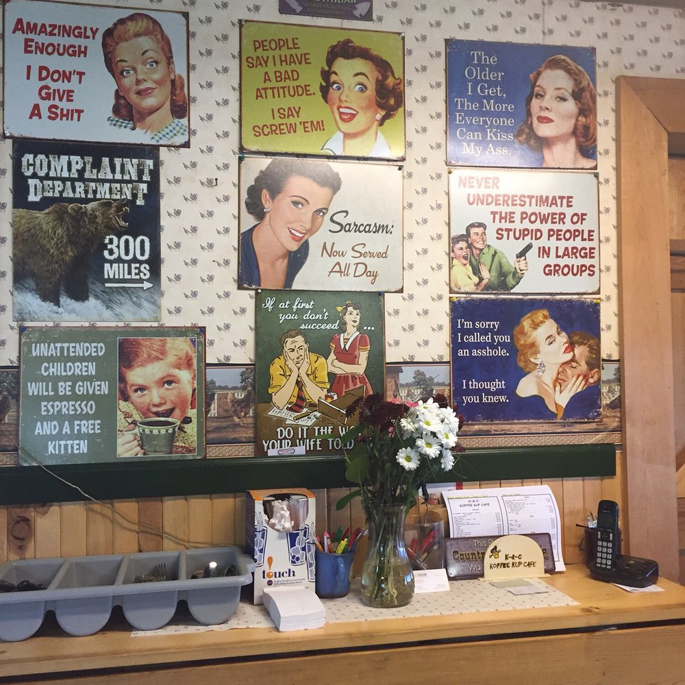 K-n-C's Koffee Kup Cafe - ows a variety of advertisements on the wall - Restaurants Near Me - Quesnel, British Columbia K-n-C's Koffee Kup Cafe - ows a variety of advertisements on the wall - Restaurants Near Me - Quesnel, British Columbia