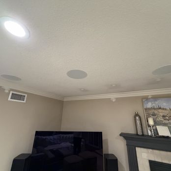 Supreme AV Solutions - Closer up view of Home Theater speakers in my family room - Home Theatre Installation Near Me