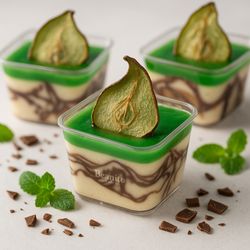 Creamy Bailey's mousse swirled with pear and chocolate