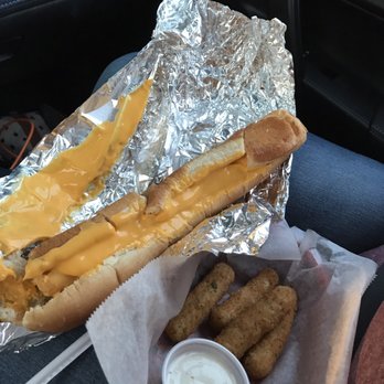 Mel's Drive-in - Foot long hotdog with nacho cheese and a small order of mozzarella sticks. Delicious! - Diners Near Me - Indianapolis, Indiana Mel's Drive-in - Foot long hotdog with nacho cheese and a small order of mozzarella sticks. Delicious! - Diners Near Me - Indianapolis, Indiana