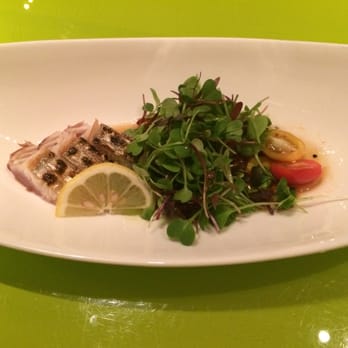 Morimoto - Spanish mackerel salad with tomatoes, greens, and caramelized onions. - Japanese Near Me - Philadelphia, Pennsylvania