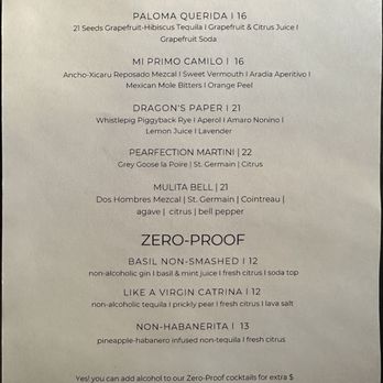 The Dragon Room Bar - Drinks Menu 2 - Lounges Near Me - Santa Fe, New Mexico