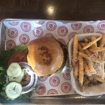 Ballast Point - "BP" burger with Parmesan fries - Brewpubs Near Me - Anaheim, California Ballast Point - "BP" burger with Parmesan fries - Brewpubs Near Me - Anaheim, California
