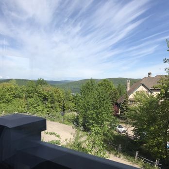 Cap Tremblant - A view from the restaurant above reception. - Hiking Near Me - Mont-Tremblant, Quebec Cap Tremblant - A view from the restaurant above reception. - Hiking Near Me - Mont-Tremblant, Quebec