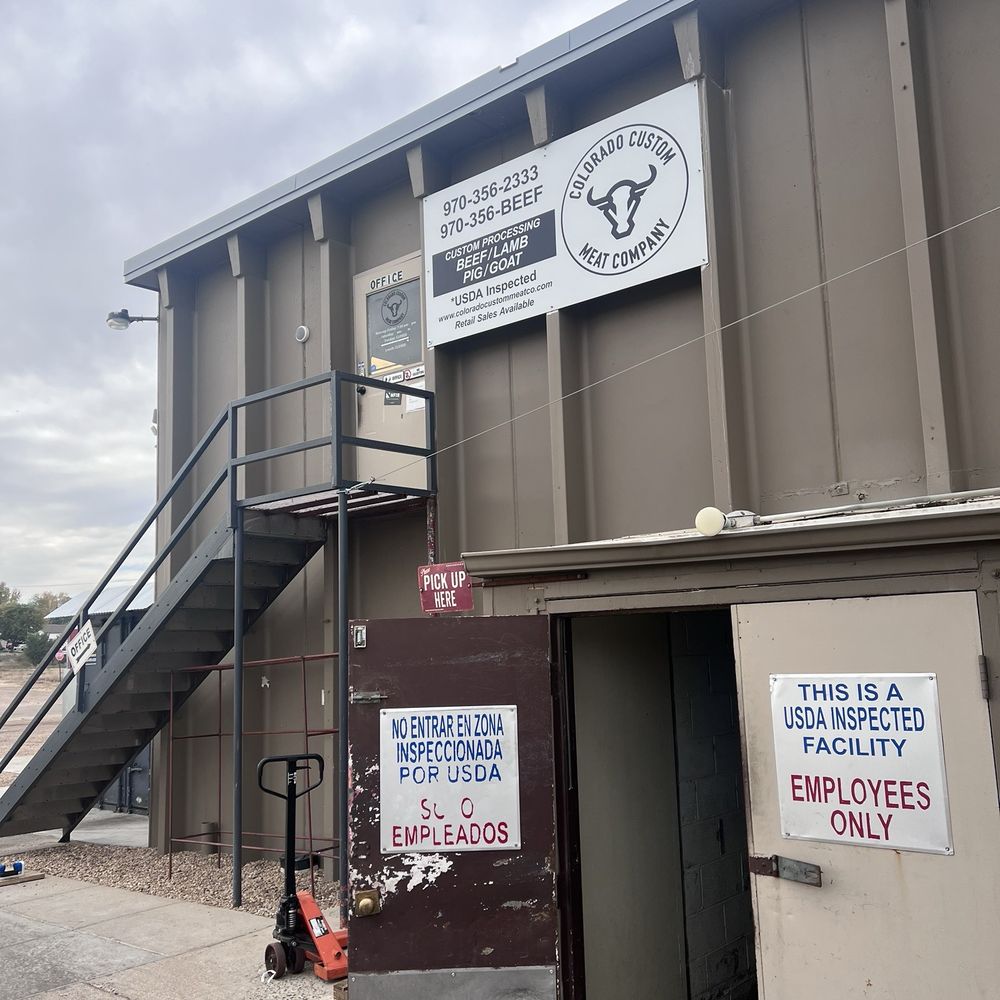 Colorado Custom Meat - Park by these doors to get your meat loaded up. Go up the stairs to pay and check in. - Butcher Near Me - Kersey, Colorado Colorado Custom Meat - Park by these doors to get your meat loaded up. Go up the stairs to pay and check in. - Butcher Near Me - Kersey, Colorado