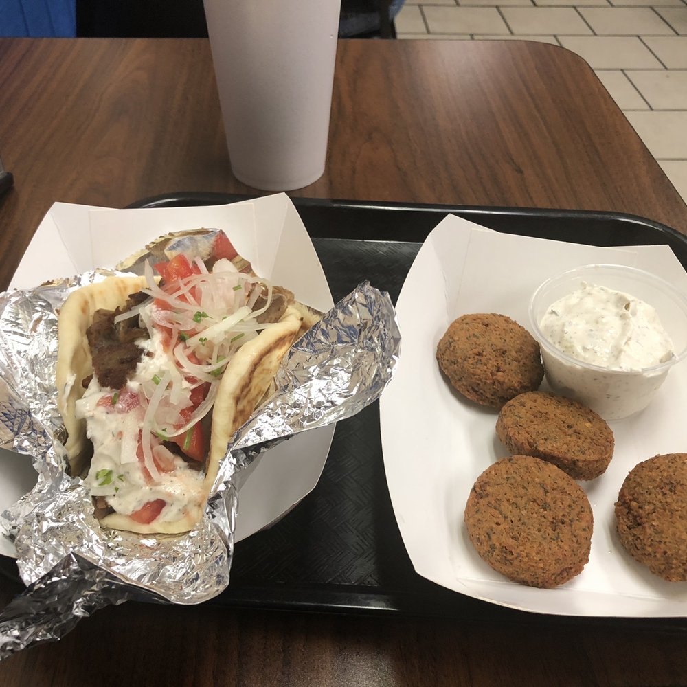 Yannis Gyros - The gyro and the falafel and sauce. - Greek Near Me - Springfield, Illinois Yannis Gyros - The gyro and the falafel and sauce. - Greek Near Me - Springfield, Illinois