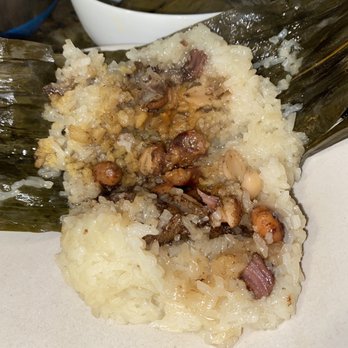 Wah Sing Dim Sum - Inside of the Sticky Rice w/Pork aka zongzi #44 ($4.79) - Dim Sum Near Me - San Gabriel, California Wah Sing Dim Sum - Inside of the Sticky Rice w/Pork aka zongzi #44 ($4.79) - Dim Sum Near Me - San Gabriel, California