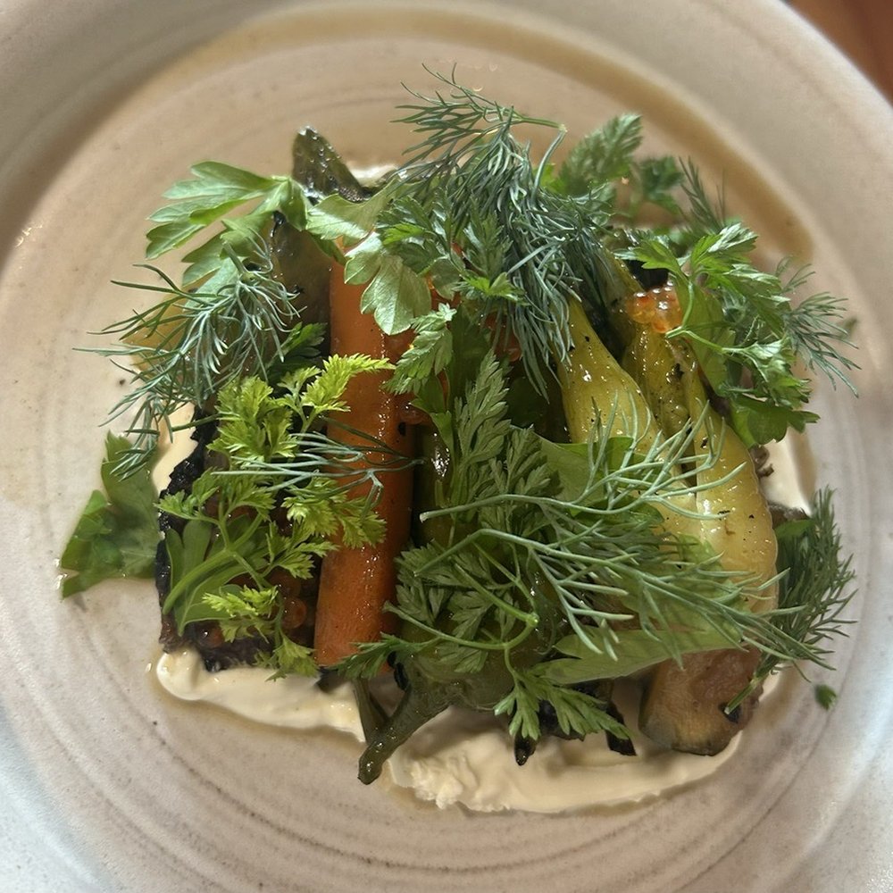 Mei - Grilled Farm Veggies w/ crème fraiche & trout roe - Asian Fusion Near Me - St. Petersburg, Florida Mei - Grilled Farm Veggies w/ crème fraiche & trout roe - Asian Fusion Near Me - St. Petersburg, Florida