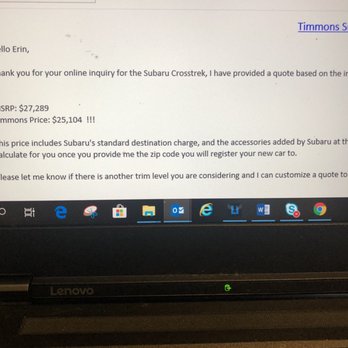 Timmons Subaru - Email of the original offer of price. - Auto Repair Near Me - Long Beach, California