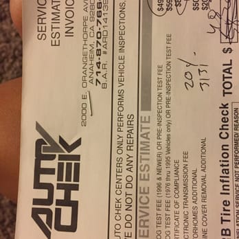 Auto Chek Centers - smog check invoice 48.20 - Smog Check Stations Near Me - Anaheim, California Auto Chek Centers - smog check invoice 48.20 - Smog Check Stations Near Me - Anaheim, California