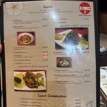Ronnie 2 - Lunch Menu - Japanese Near Me - Anchorage, Alaska