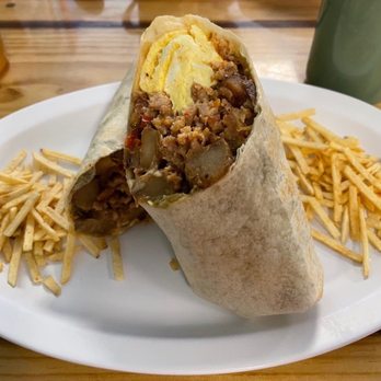 The Tiny Turtle - Wake Up Burrito with chorizo. You can choose your meat from a number of options. - Caribbean Near Me - Cocoa Beach, Florida The Tiny Turtle - Wake Up Burrito with chorizo. You can choose your meat from a number of options. - Caribbean Near Me - Cocoa Beach, Florida