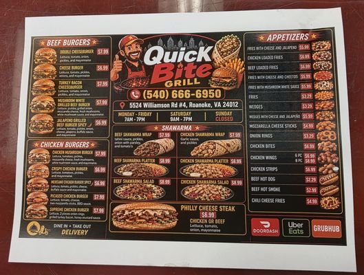Menu photo 2 Quick Bite Grill Roanoke, VA Menu photo 2 Quick Bite Grill Roanoke, VA