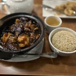 YuYu Chinese Restaurant - Home Style Trio w/Eggplant in Clay Pot  Salt & Pepper Squid
