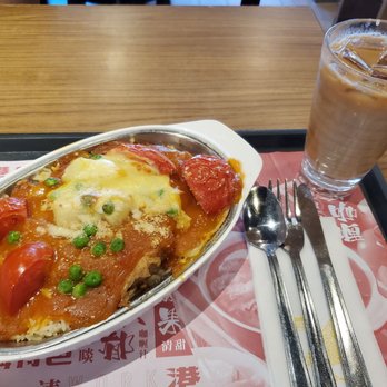 大家樂 - Baked Pork Chop Rice w/ Iced Milk Tea ($52) - Fast Food Near Me - Hong Kong, HK