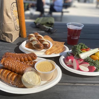 Guinness Open Gate Brewery - Pretzels Hummus with veggies and breadstick - Breweries Near Me - Halethorpe, Maryland Guinness Open Gate Brewery - Pretzels Hummus with veggies and breadstick - Breweries Near Me - Halethorpe, Maryland