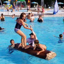 Fun on the log in the pool!
