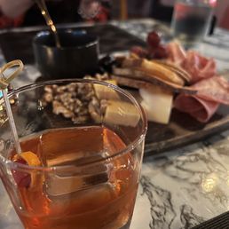 Charcuterie board and Old Fashioned Charcuterie board and Old Fashioned