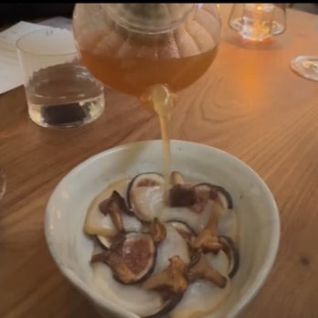 Wolfsbane - Scallop chanterelles, black mission fig, hen consomme - Wine Bars Near Me - San Francisco, California