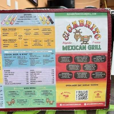 Menu photo 6 Cabrito Mexican Grill Laurel, MD