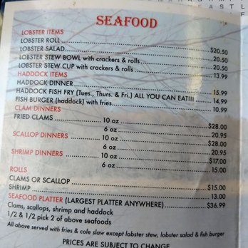 Eagles Nest Restaurant - A portion of their menu - Seafood Near Me - Brewer, Maine Eagles Nest Restaurant - A portion of their menu - Seafood Near Me - Brewer, Maine