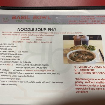 Basil Bowl - Menu - Vietnamese Near Me - Lafayette, Colorado