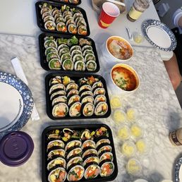 House special (bulgogi & shrimp tempura), kimchi, ssam (pork belly), tuna mayo, and spam. 2 tteokbokki w/ cheese & eggs House special (bulgogi & shrimp tempura), kimchi, ssam (pork belly), tuna mayo, and spam. 2 tteokbokki w/ cheese & eggs